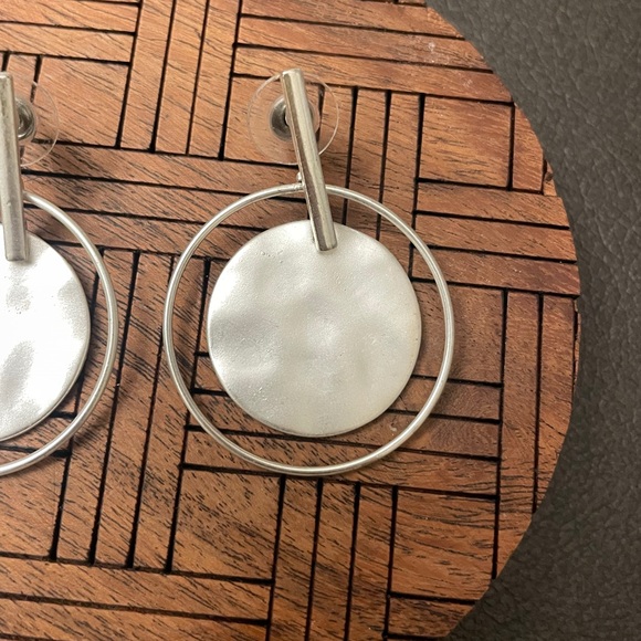 Francesca's Silver Circle Dangle Stud Earrings - Picture 3 of 4